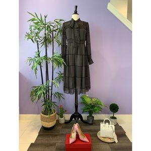 Polka Dot Shadow-stripe Midi Fit and Flare Dress